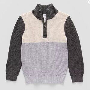 NWT Okie Dokie Toddler Boys Quarter-Zip Sweater 3T Mock Neck Colorblock